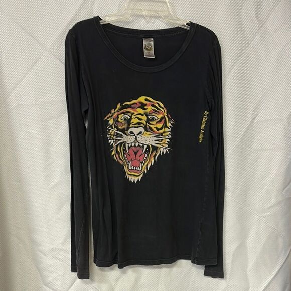 Black Long Sleeve Shirt with Tiger Graphic - Picture 1 of 3